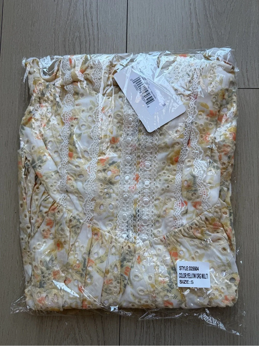 Floral Lace-Up Mini Dress in Soft Yellow - Picture 2 of 2